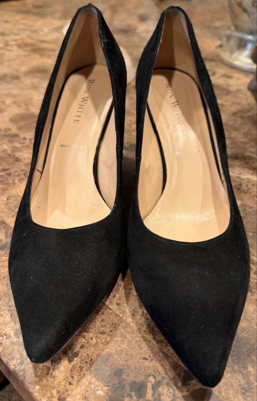 Ron White black Velvet Pointed Toe Stiletto Pumps Size